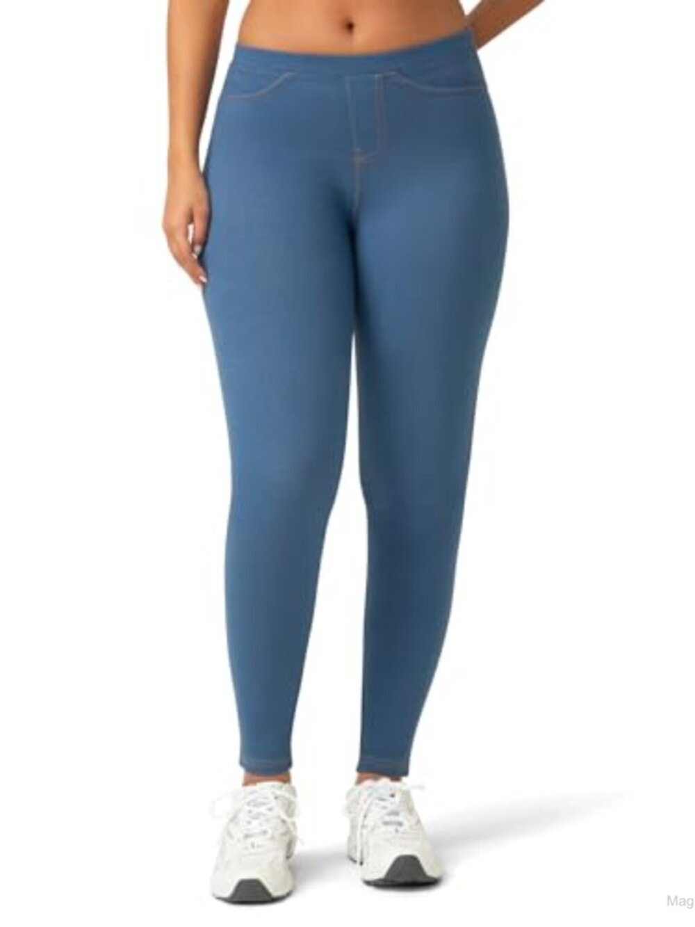 High Waisted Stretch Denim Leggings with Pockets Women's